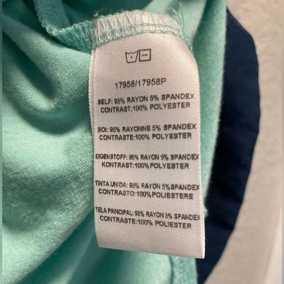 Anthropologie (Dolan Brand) blue combo short-sleeve shirt, longer in back. - Picture 4 of 4